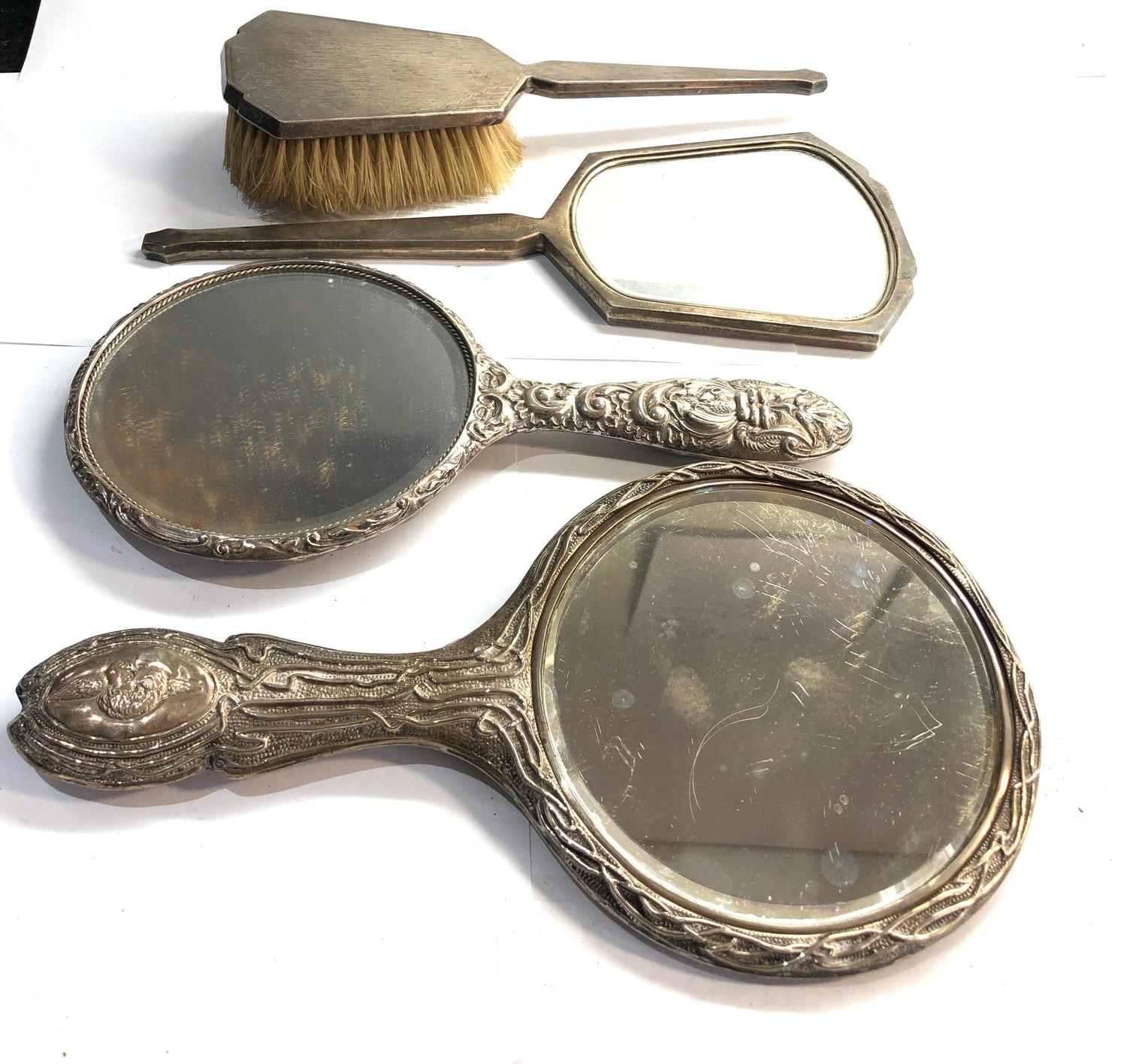 Antique silver mirrors and brushes - Image 3 of 3