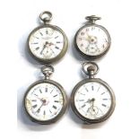 4 antique silver pocket watches spares or repair