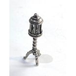 Vintage dutch silver miniature bird in cage on stand dutch silver sword hallmarks