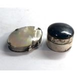 2 vintage stone and mop set pill / snuff boxes