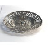 Vintage embossed silver sweet dish measures approx 12.5cm by 9cm weight 83g hallmarked B&Co 925