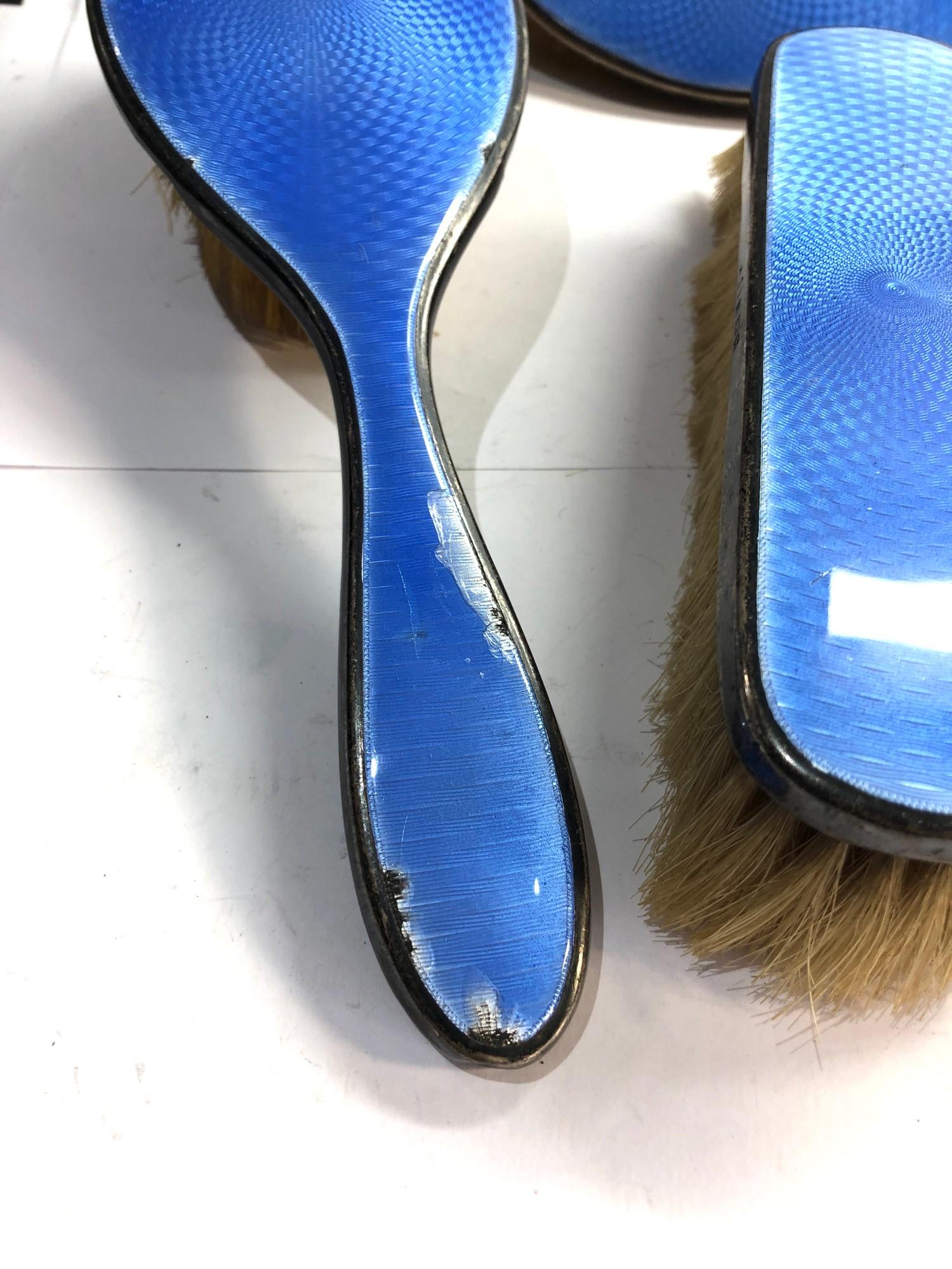 Antique silver and blue enamel brush set - Image 2 of 2