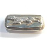 Silver snuff box with dog embossed lid hallmarked 925