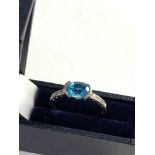 9ct white gold blue gem set and diamond ring weight 1.9g