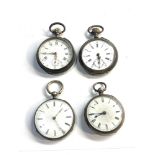 4 antique silver pocket watches spares or repair