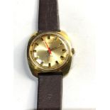 Vintage Gents Gold Plated Summit 17 jewel red second hand wristwatch winds and ticks good overall