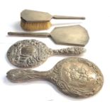Antique silver mirrors and brushes