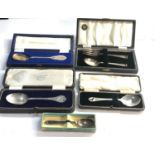 Selection of 5 boxed silver spoons