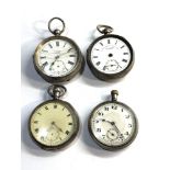 4 antique silver pocket watches spares or repair