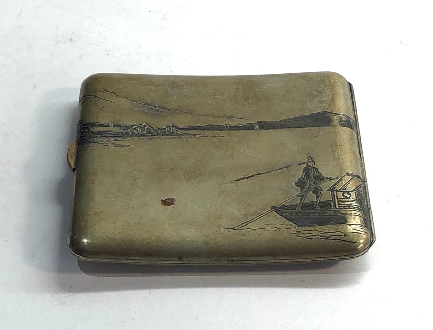 Japanese silver niello cigarette case - Image 2 of 3