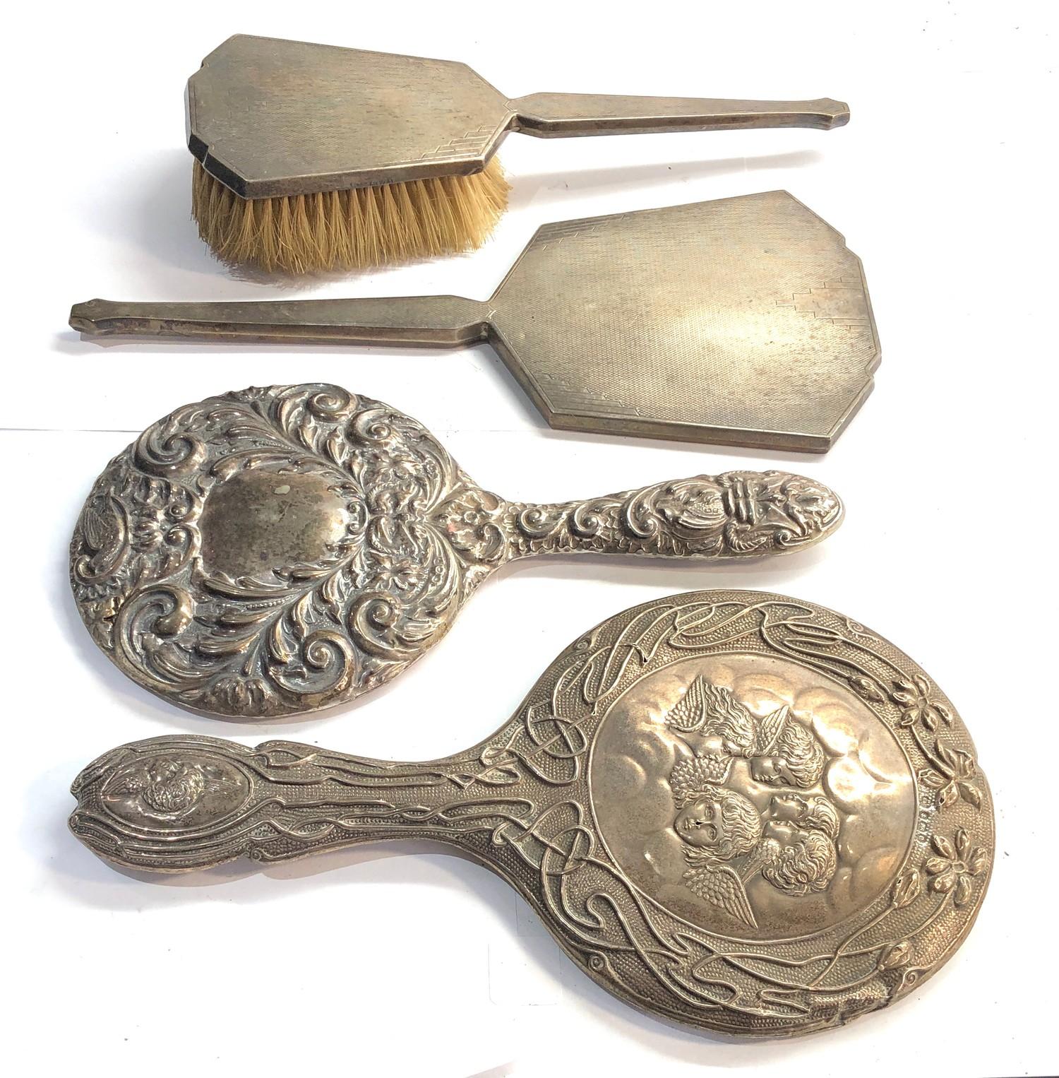 Antique silver mirrors and brushes - Image 2 of 3