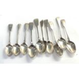 10 Antique silver tea spoons by George Adams weight 205g