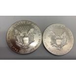 2 x 1oz fine silver liberty dollars