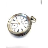 Kendal and dent London silver pocket watch, front glass missing, untested