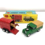 Corgi toys gift set No 2 Land -Rover with Rices pony trailer and pony box missing flaps