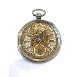 Silver cased pocket watch, missing front glass and one hand, untested