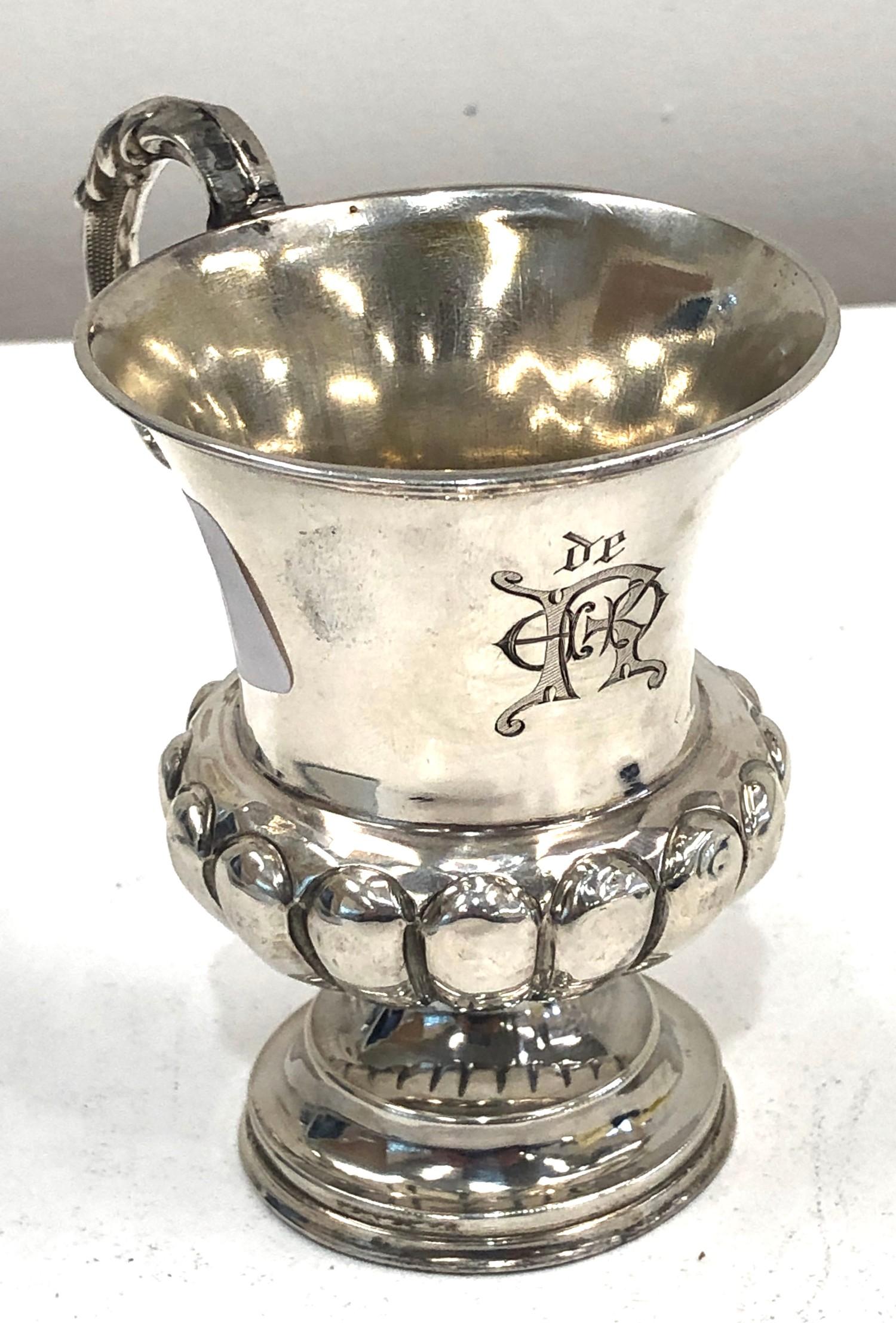 Victorian silver christening mug by George unite Birmingham silver hallmarks - Image 2 of 4