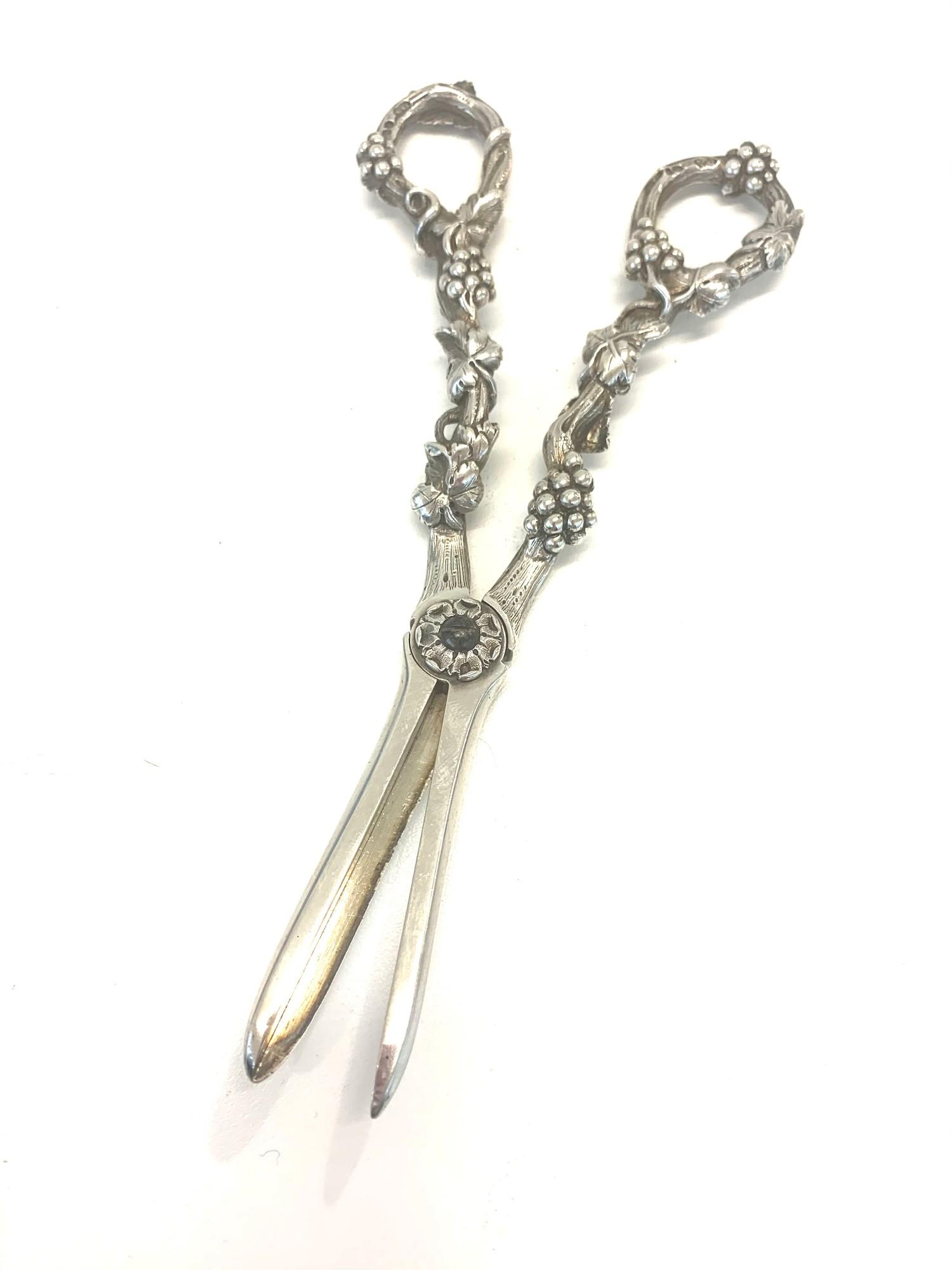 Fine Victorian silver grape shears