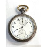 Antique gun metal centre second chronograph pocket watch the watch winds and ticks but centre second