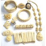 Selection of bone/ ivory jewellery