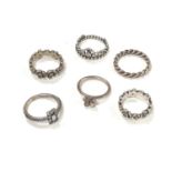 6 Pandora silver rings