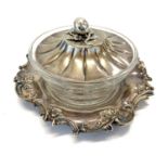 Large Georgian silver and glass butter dish