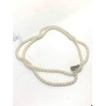 18ct White gold double strand pearl necklace