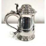 Large Early Antique Georgian lidded tankard London silver hallmarks