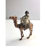 19th century Orientalist cold painted Bergman bronze camel and rider plus 2 other spelter figures