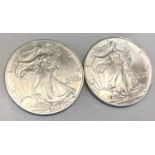 2 x 1oz fine silver liberty dollars