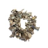 Huge vintage silver charm bracelet and charms