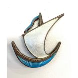 Scandinavian silver and enamel ships brooch