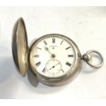 Antique Rotherhams full hunter silver pocket watch will tick if shaken but stops missing hand and