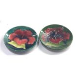 2 small moorcroft dishes each measure approx 11.8cm dia in good condition