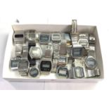 Box of vintage digital wristwatches pocket spares repair or parts