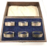 Set of 6 silver napkin rings Birmingham silver hallmarks boxed