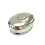 Antique oval silver trinket box Birmingham silver hallmarks measures approx 8cm by 6cm