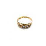 Victorian 15ct gold and seed pearl ring missing 2 small seed-pearls weight 2g full Chester gold