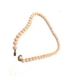 Angel skin coral bead necklace 800 silver clasp 48cm long