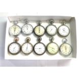 Box of vintage pocket watch stop watches spares parts or repair