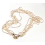 Large 9ct gold and pearl clasp 6 strand fresh water bead necklace clasp hallmarked 375