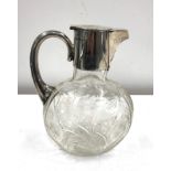 Silver and cut glass claret jug by Walker and Hall
