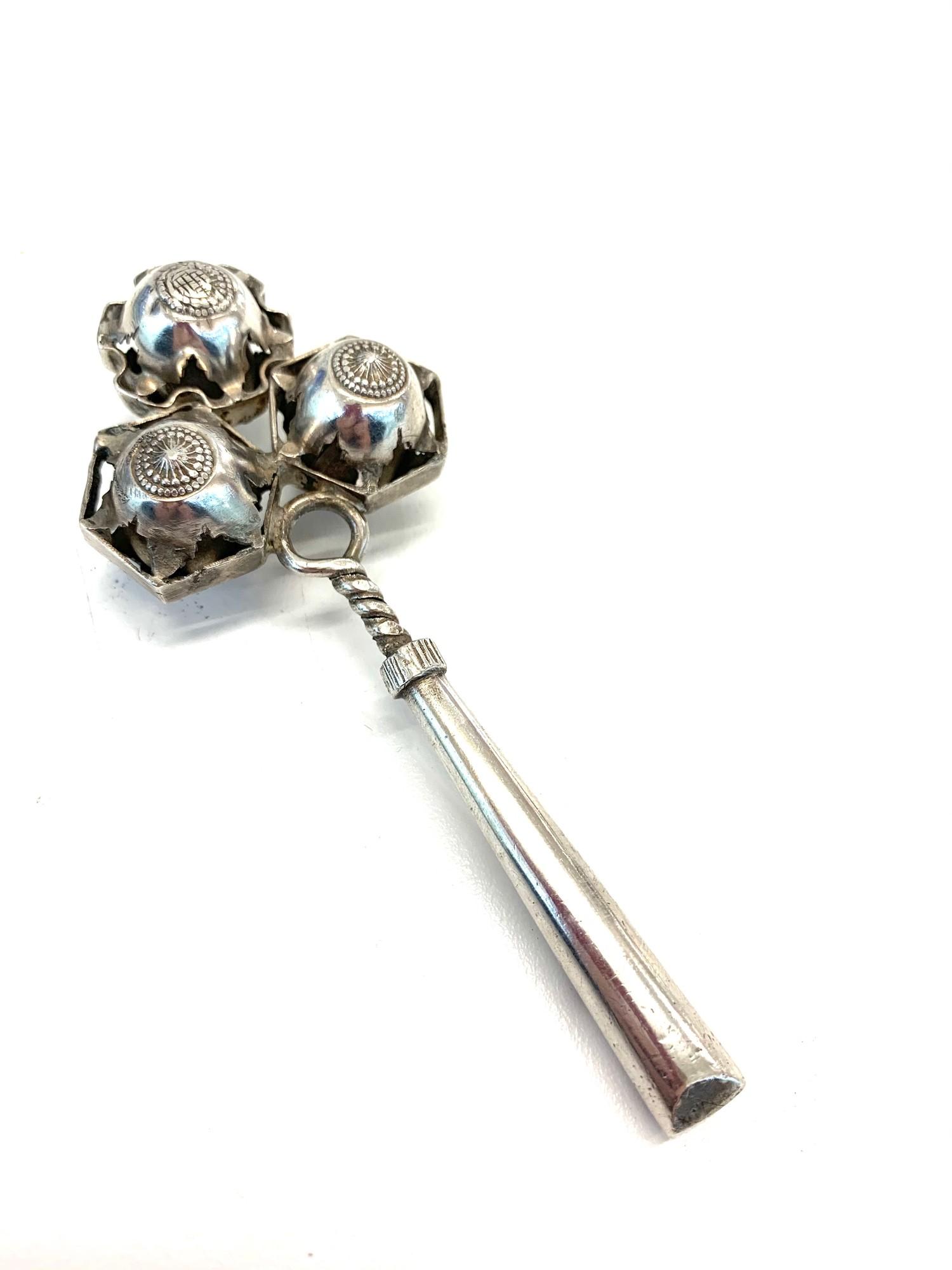 Antique continental silver babies rattle and whistle tested as silver - Image 2 of 3