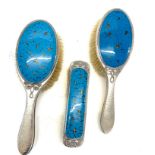 Fine silver and enamel Bernard Instone brush set