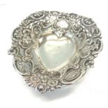 Heart shaped pierced silver sweet dish Birmingham silver hallmarks