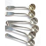 6 Antique silver mustard spoons
