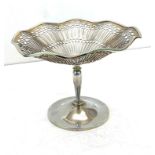 Pierced silver dish measures height 9.5cm 12cm diameter weight 128g