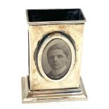 Novelty silver match box holder with picture frame Chester silver hallmarks