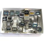 Box of vintage digital wristwatches spares and parts or repair