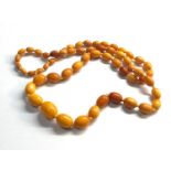 Antique egg yolk amber bead necklace largest bead measures approx 20mm by 15mm graduated beads